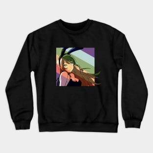 Retro Background Sweet Bunny Girl Crewneck Sweatshirt